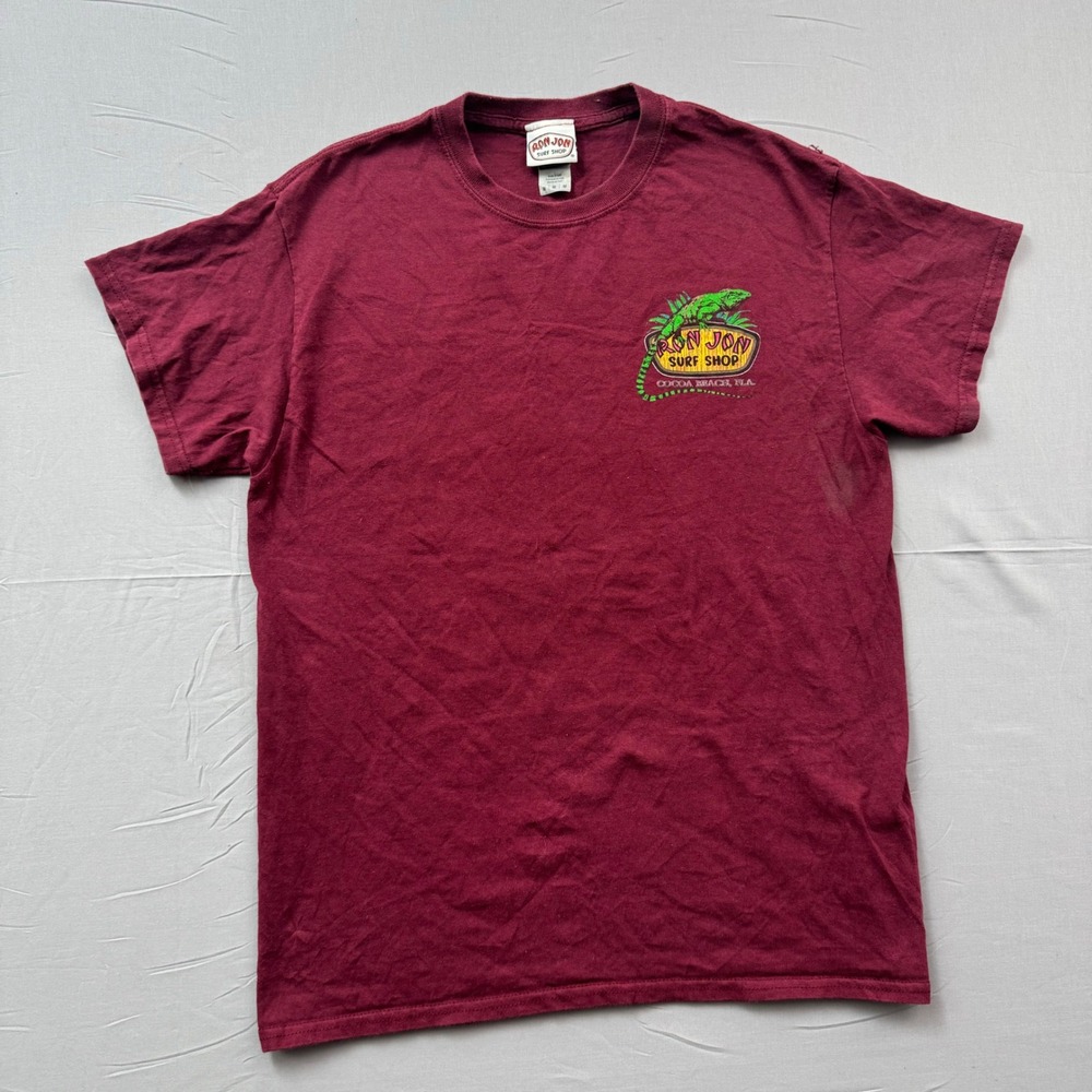 Ron Jon Surf Shop Cocoa Beach Iguana Graphic T-Shirt Maroon Mens Medium